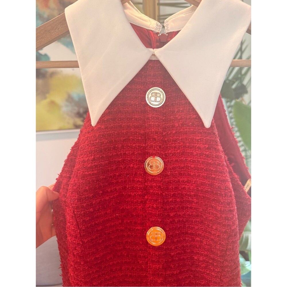 NWOT Bronx Banco Dakota Red Halter Fit-and-Flare mini Dress with Contrast Collar - Picture 7 of 13
